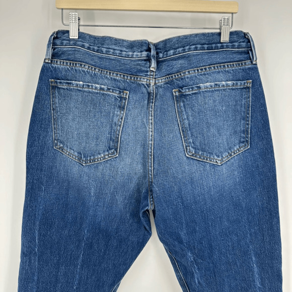 Frame Le Piper Womens Jeans Size 32 in Blue Sky High Rise Slim Straight Cropped - Picture 10 of 15